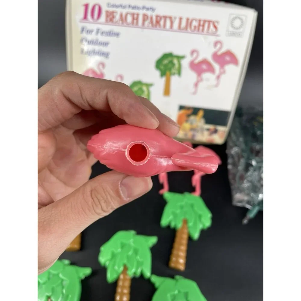 Lidco Party Lights Flamingo Palm Tree Blow Mold Patio Lighting 10pc NEW!